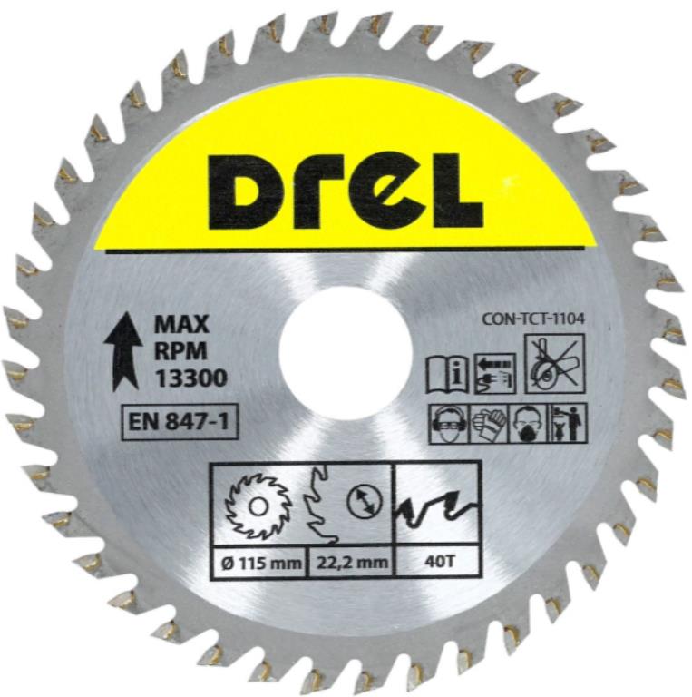Piła tarczowa DREL CV do drewna ze spiekiem 115 x 22,2 mm 40T