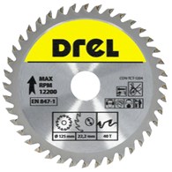 Piła tarczowa DREL CV do drewna ze spiekiem 125 x 22,2 mm 40T