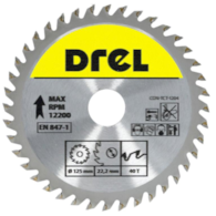 Piła tarczowa DREL CV do drewna ze spiekiem 125 x 22,2 mm 40T