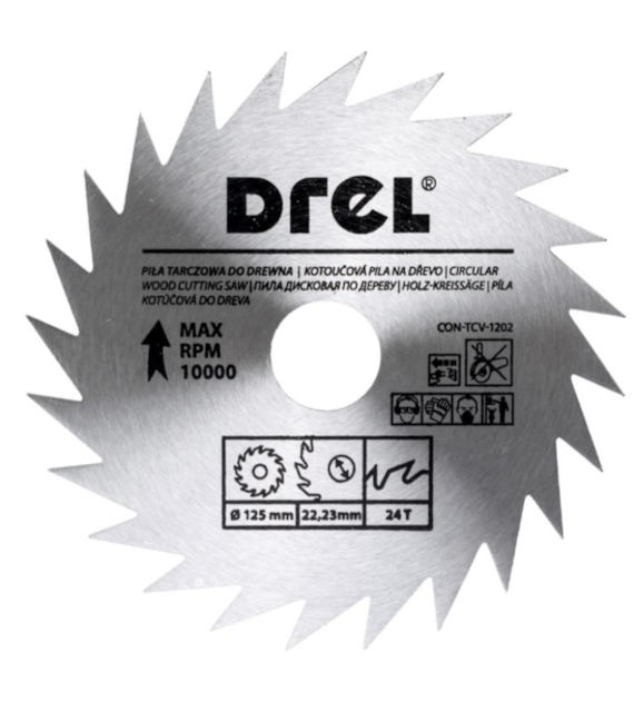 Piła tarczowa DREL CV do drewna 125 x 22,2 mm 24T