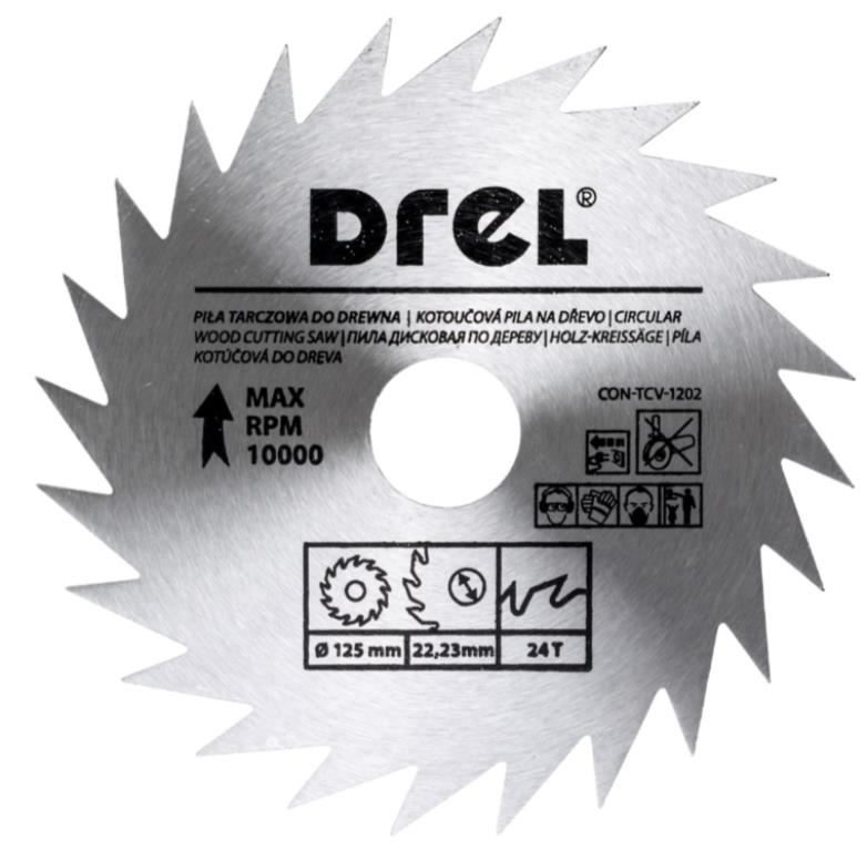 Piła tarczowa DREL CV do drewna 125 x 22,2 mm 24T