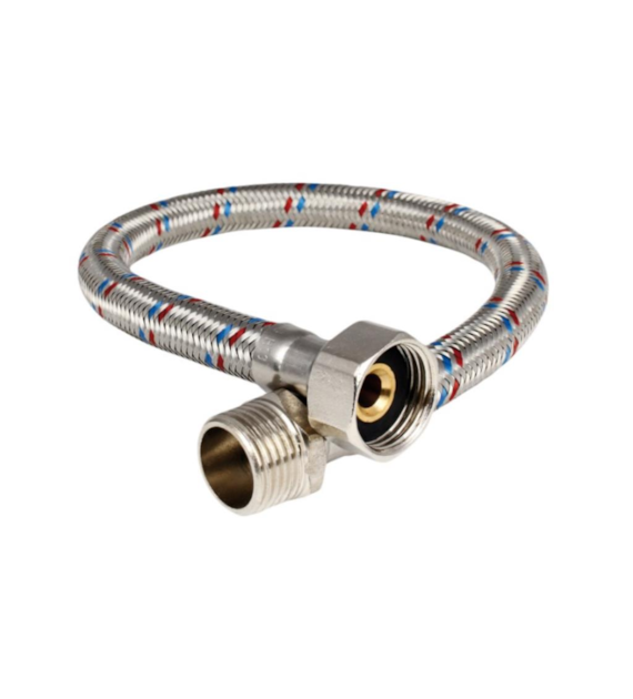 Wąż w oplocie nakrętno – wkrętny 1/2″x1/2″  80cm ze stali nierdzewnej