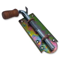 Zasuwka sprężynowa SZEROKA + drewno 150 mm ocynk