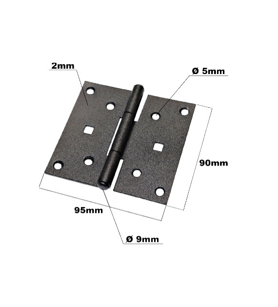 Zawias budowlany CZARNY 90x95mm