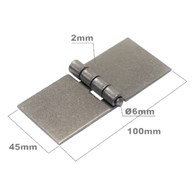 Zawias budowlany surowy bez otworów 45x100mm DO SPAWANIA