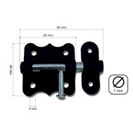 Zasuwka uniwersalna CZARNA 40mm