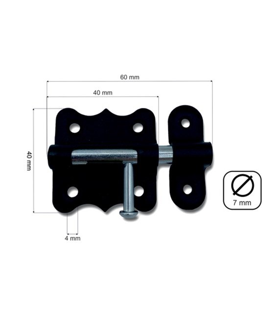 Zasuwka uniwersalna CZARNA 40mm