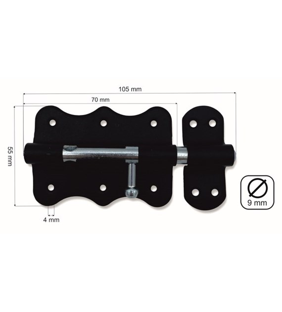 Zasuwka uniwersalna CZARNA 75mm