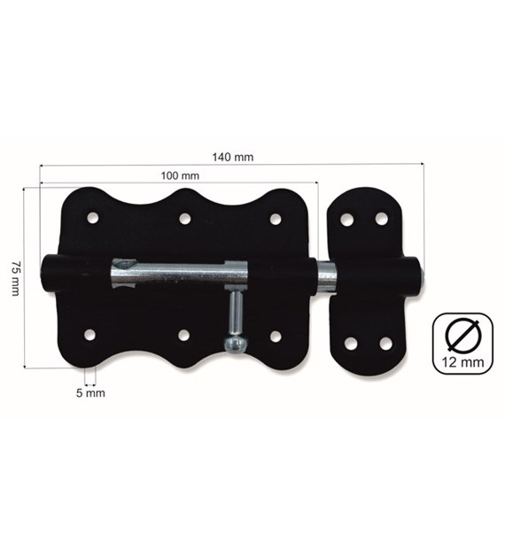Zasuwka uniwersalna CZARNA 100mm