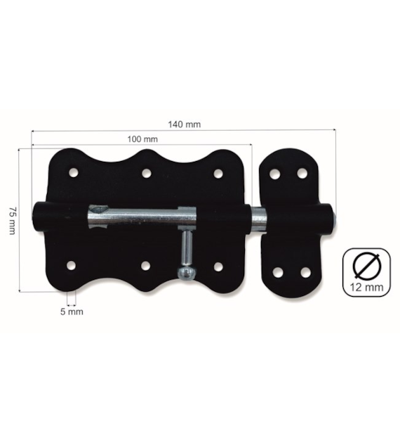 Zasuwka uniwersalna CZARNA 100mm