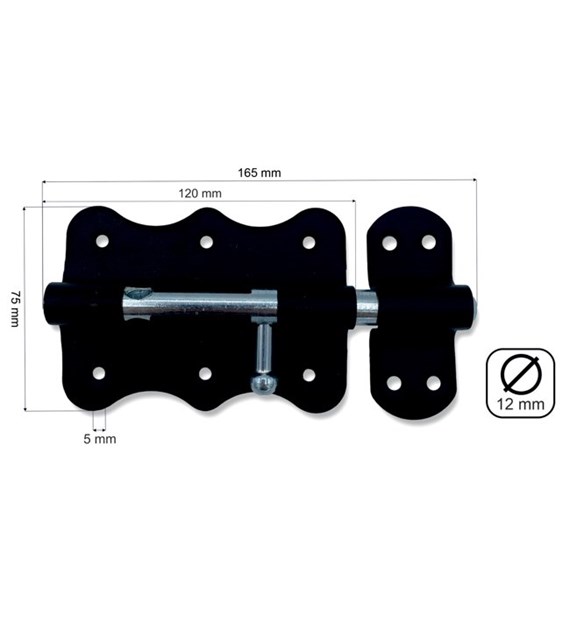 Zasuwka uniwersalna CZARNA 120mm