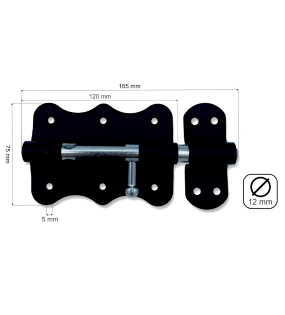 Zasuwka uniwersalna CZARNA 120mm
