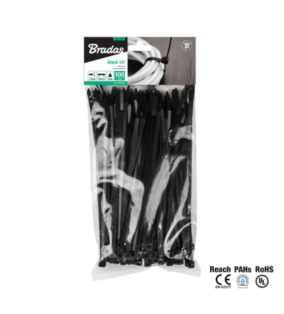 Taśma kablowa 4,6 x 120mm UV BLACK, 100 szt