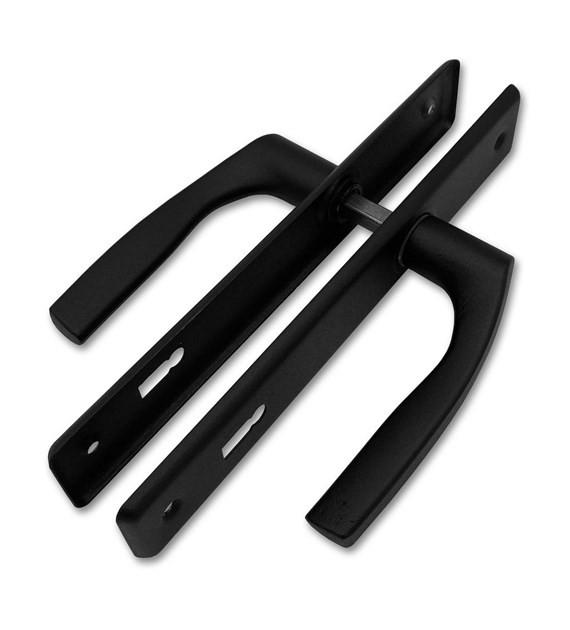 Klamka drzwiowa NATI wąski szyld 90 klucz CZARNA