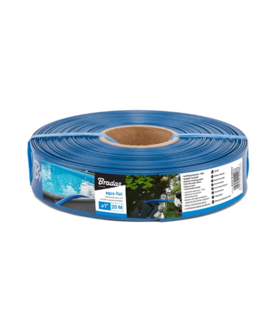 Wąż płaski AQUA - FLAT PE/EVA w zestawie z opaską W.P.1 - 1  - 20m