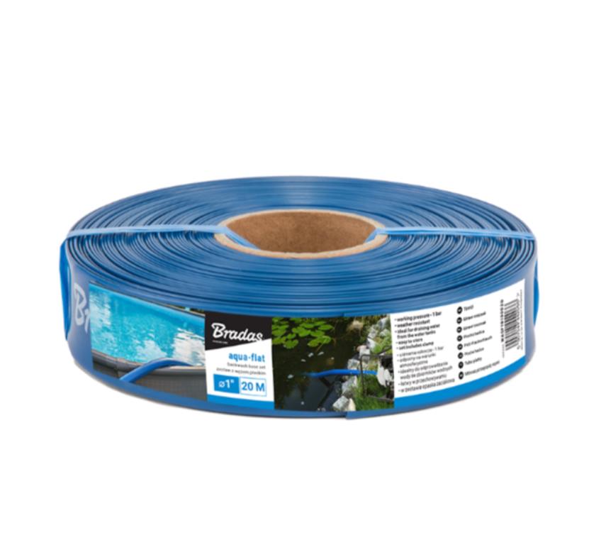 Wąż płaski AQUA - FLAT PE/EVA w zestawie z opaską W.P.1 - 1  - 20m