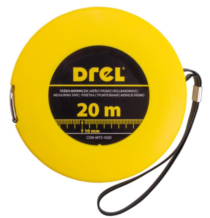 Taśma miernicza stalowa 20 m, 10 mm DREL