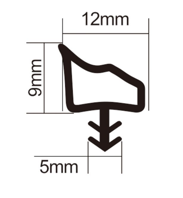 Uszczelka wciskana z rantem pod frez 12x9x5mm czarna 100m DIAMANTO
