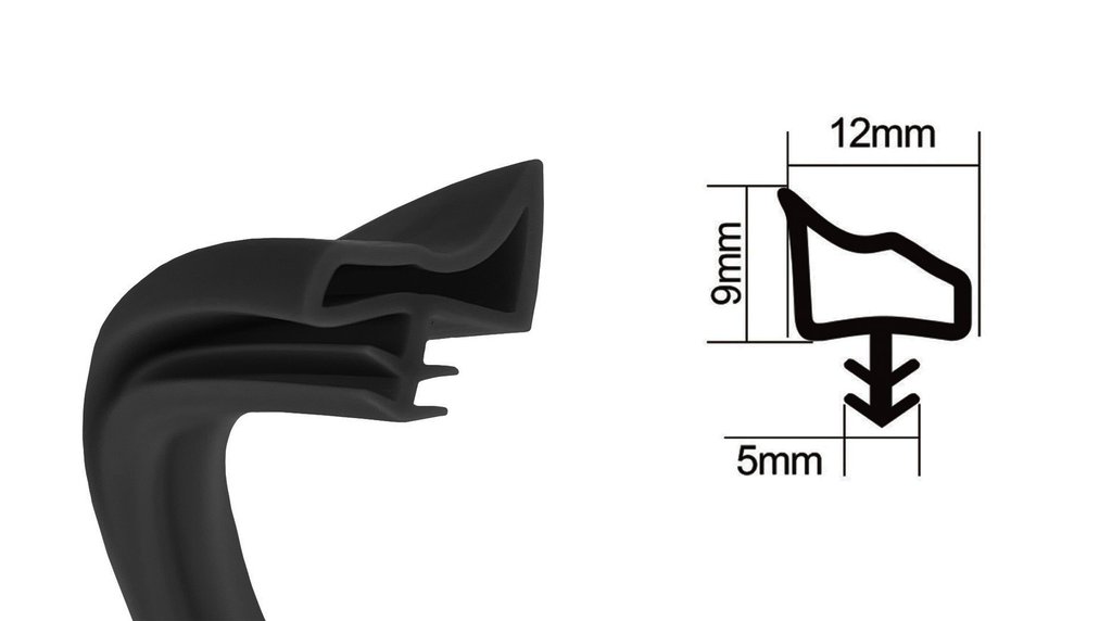 Uszczelka wciskana z rantem pod frez 12x9x5mm czarna 100m DIAMANTO