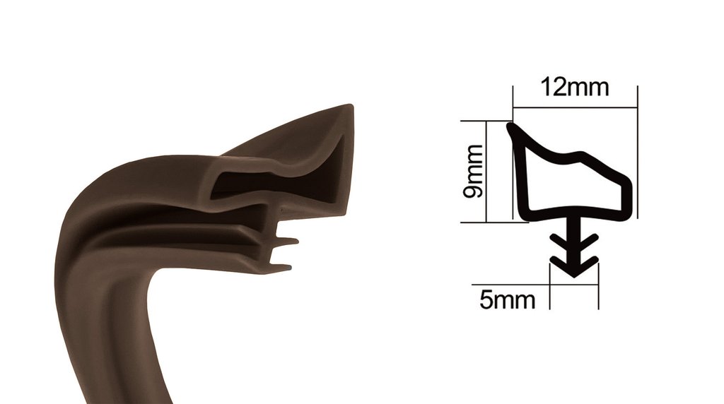 Uszczelka wciskana z rantem pod frez 12x9x5mm brązowa 100m DIAMANTO
