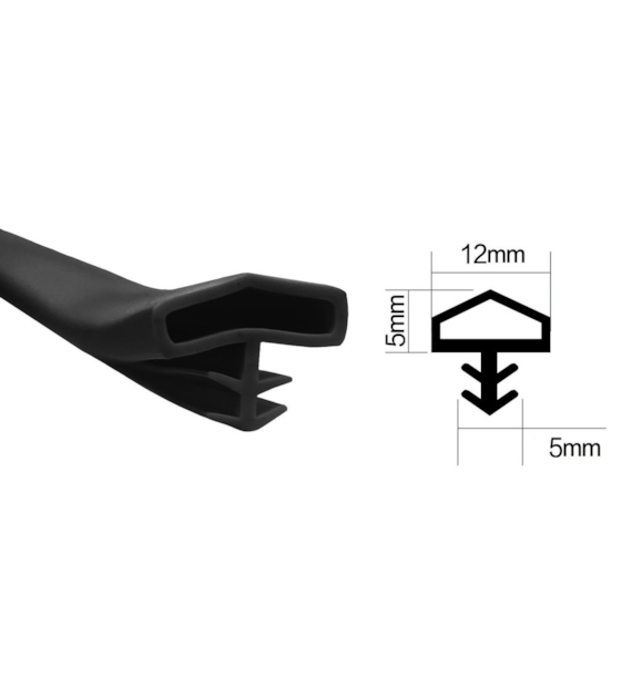Uszczelka wciskana pod frez 12x5x5mm czarna 6m DIAMANTO