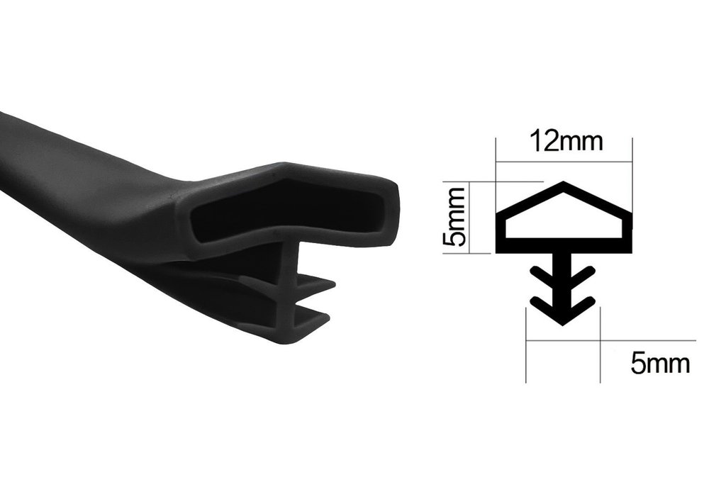 Uszczelka wciskana pod frez 12x5x5mm czarna 6m DIAMANTO