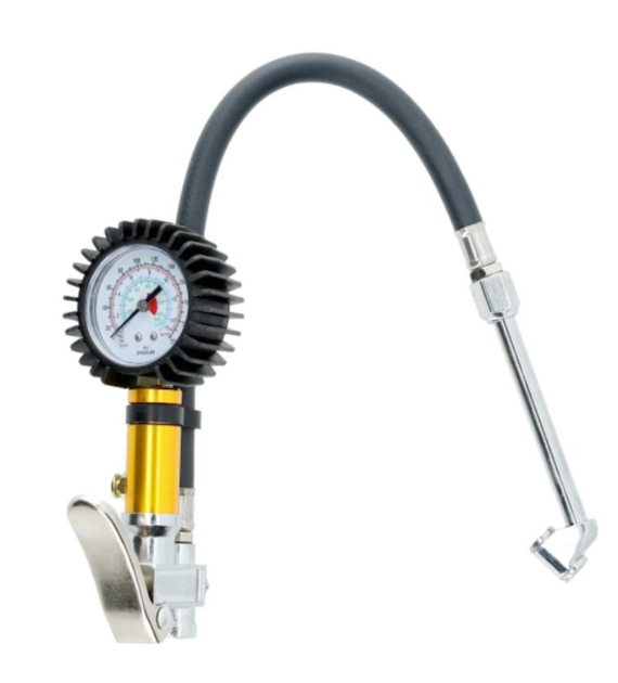 Pistolet do pompowania z manometrem wąż z metalową przedłużką oraz końcówką L - 40cm