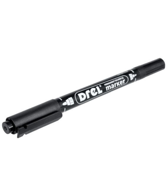 Marker permanentny czarny dwustronny 0,5 - 1,0 mm końcówka okrągła DREL