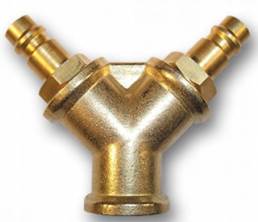 Dwójnik z wtykami mosiądz