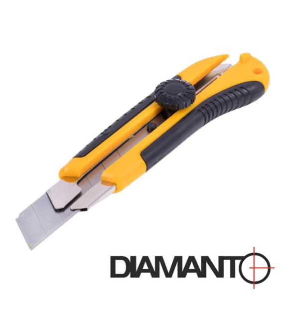 Nóż do tapet 25mm skręcany gumowany DIAMANTO STANDARD