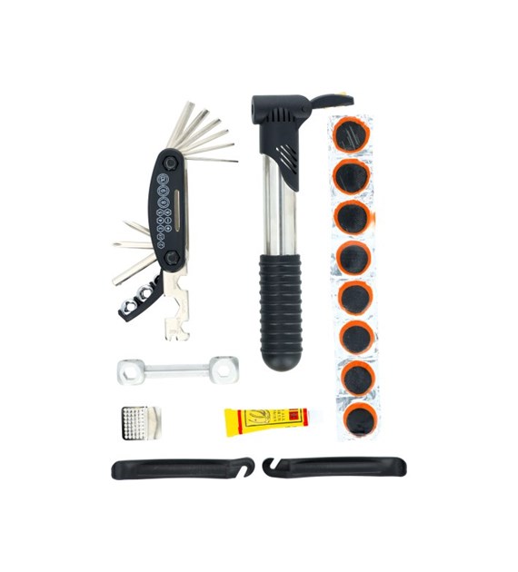 Zestaw naprawczy do roweru 16 elementów + pokrowiec