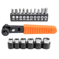 JUFISTO Zestaw końcówek wkrętakowych z grzechotką dwustronną 17 szt