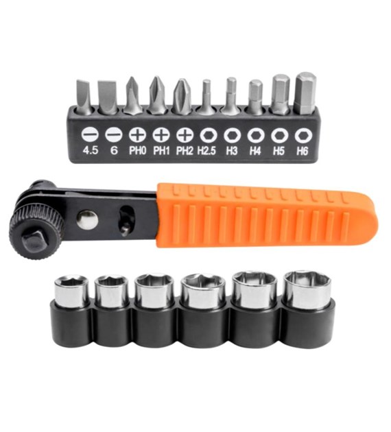 JUFISTO Zestaw końcówek wkrętakowych z grzechotką dwustronną 17 szt