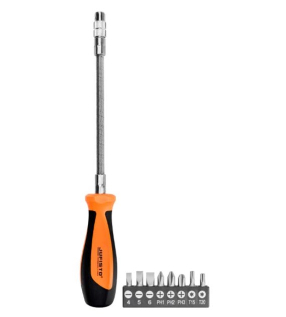 JUFISTO Zestaw wkrętak elastyczny z końcówkami wkrętakowymi 9 szt