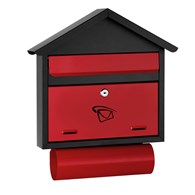 Skrzynka na listy domek prosty z tubą 460x400x75mm (czarno-czerwona)