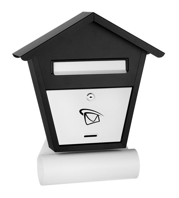 Skrzynka na listy domek z tubą 450X400X70mm (czarno-biała)