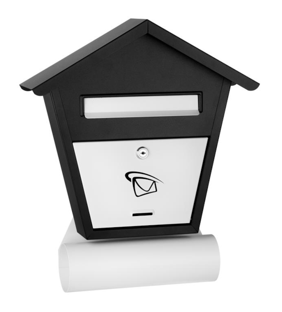 Skrzynka na listy domek z tubą 450X400X70mm (czarno-biała)