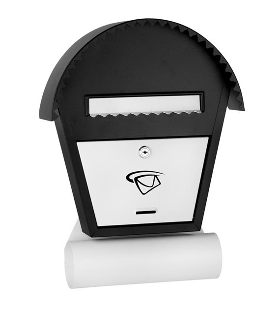 Skrzynka na listy domek okrągły z tubą SZABLO 460x340x75 mm (czarno-biała)