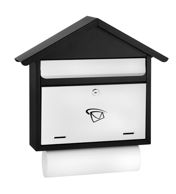 Skrzynka na listy domek prosty z tubą 500x370x110mm (czarno-biała)
