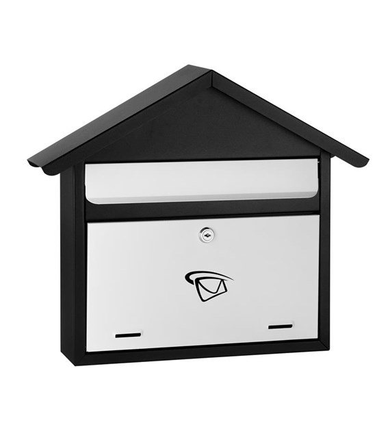 Skrzynka na listy domek prosty 410x370x110 mm (czarno-biała)