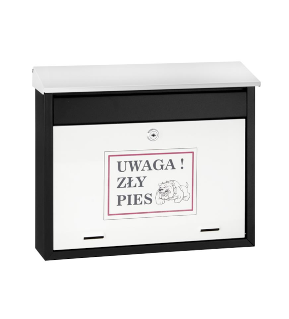 Skrzynka na listy 340x400x100mm z grafiką (uwaga zły pies)
