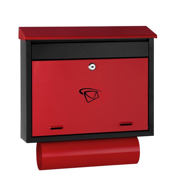 Skrzynka na listy 440x400x100mm (czarno-czerwona)