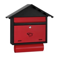 Skrzynka na listy domek prosty z tubą 500x370x110 mm (czarno-czerwona)