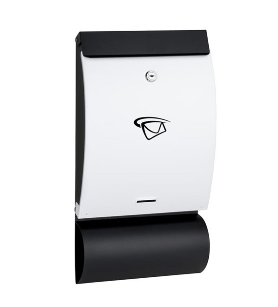 Skrzynka na listy A4 wypukła z tubą 470x250x65mm (czarno-biała)