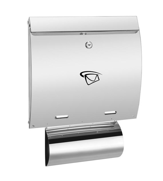 Skrzynka na listy A4 poziom wypukła z tubą 450x350x70mm (nierdzewna)