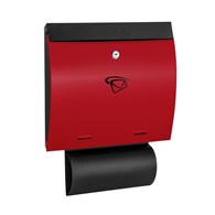 Skrzynka na listy A4 poziom wypukła z tubą 450x350x70mm (czarno-czerwona)