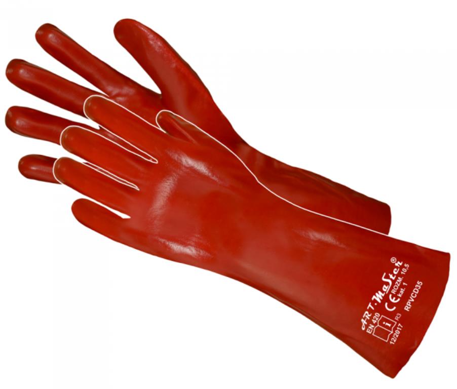 Rękawice gumowe czerwone 35cm RPVCD35 kat.1