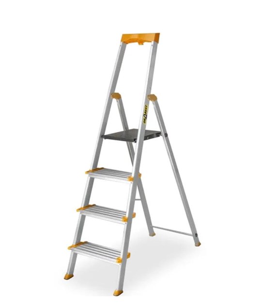 Drabina aluminiowa domowa 4 stopniowa + półka MAX 150kg
