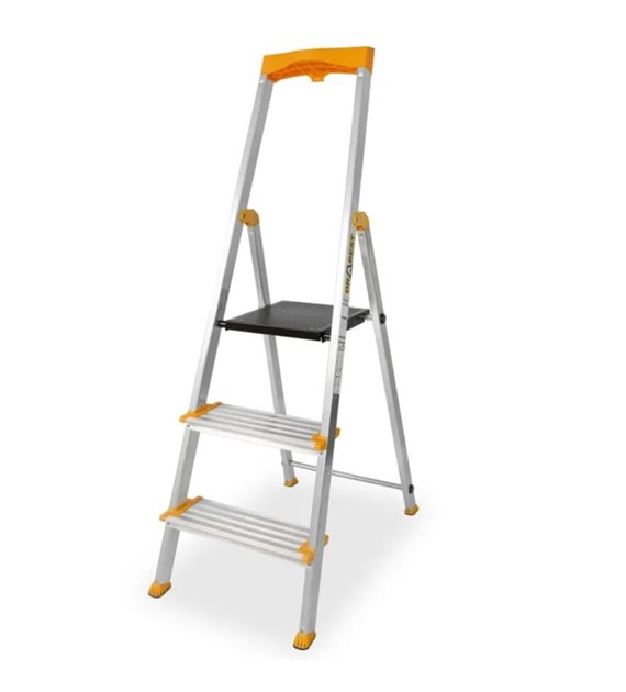 Drabina aluminiowa domowa 3 stopniowa + półka MAX 150kg