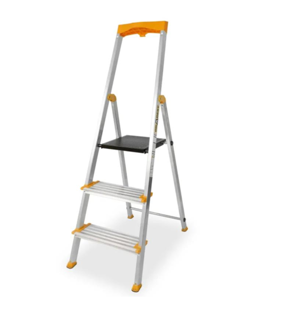 Drabina aluminiowa domowa 3 stopniowa + półka MAX 150kg